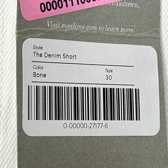Everlane The Denim Jean Shorts Raw Hem/Rolled Cuffs High Rise Cream Women 30 NWT - Picture 9 of 12